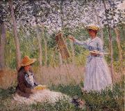 Claude Monet Suzanne Reading and Blanche Painting by the Marsh at Giverny oil painting